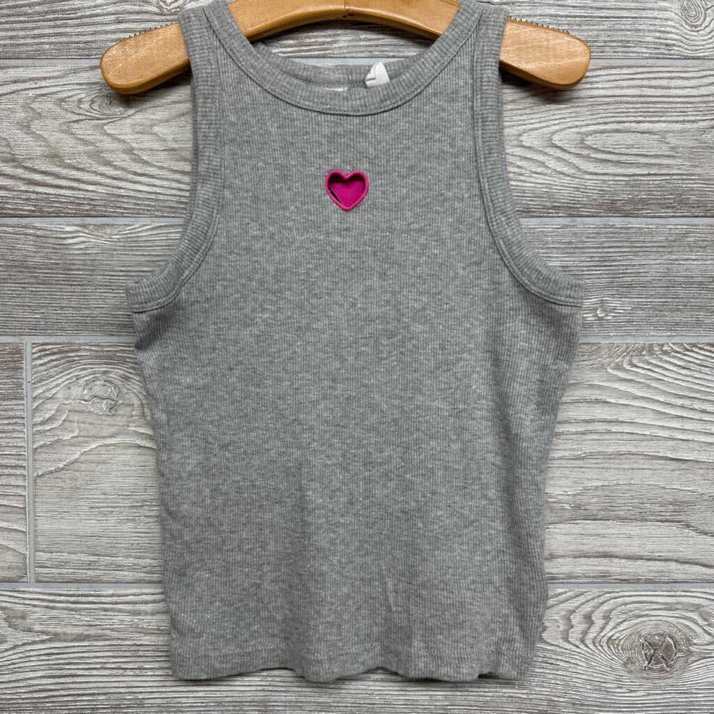 Ribbed High Neck Tank Top Cut Out Heart