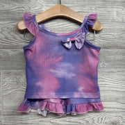 2 Pc Tank & Shorts Ribbed Bow