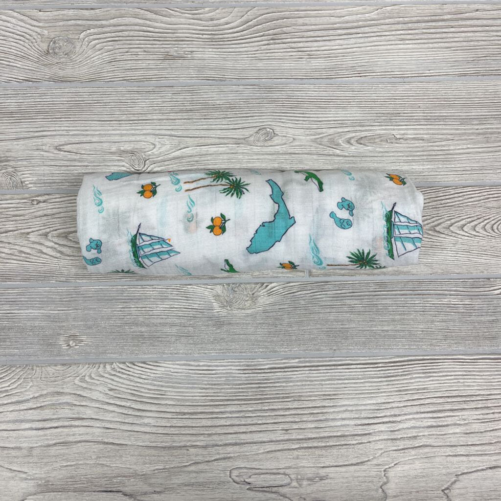 Muslin Bamboo Blanket Alligators Palm Trees