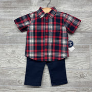 NEW SS Plaid Button Up Shirt & Dress Pants W/ Belt