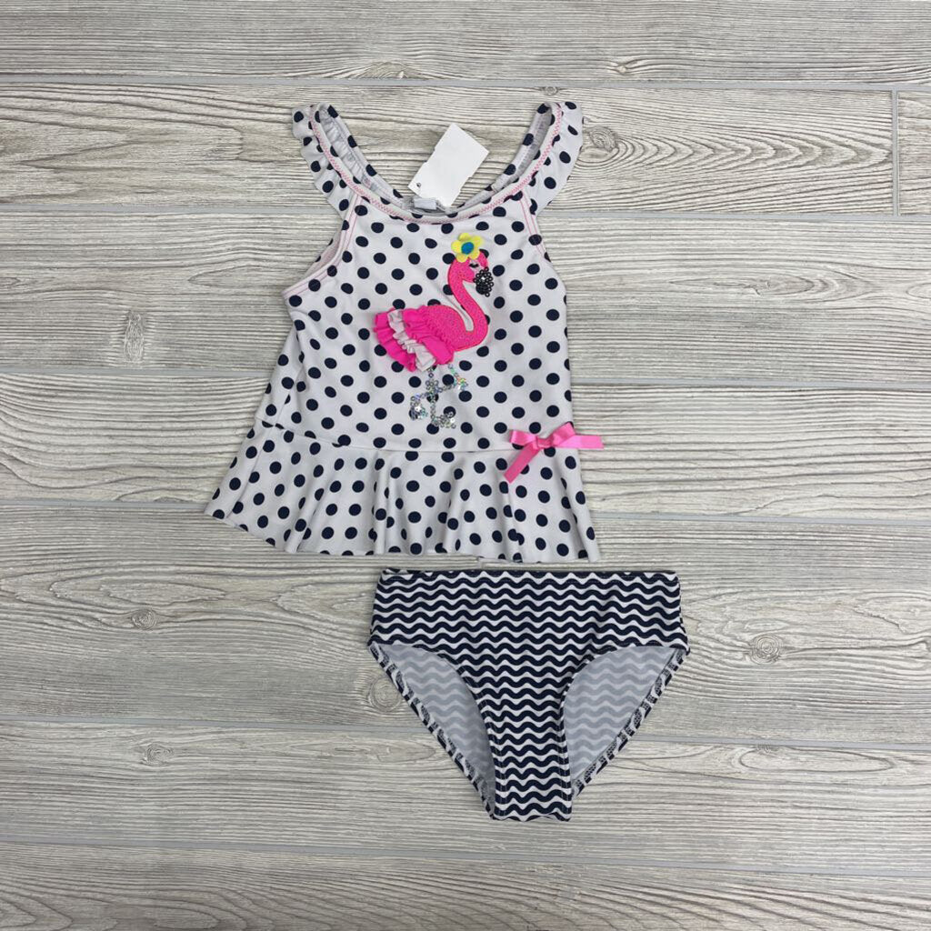 2 Pc Swimsuit Dots Sequin Flamingo