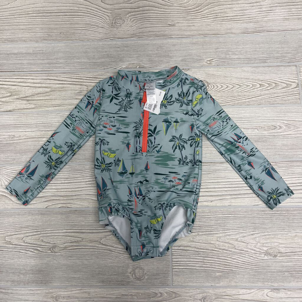 LS Swimsuit Sail Boats Palm Trees