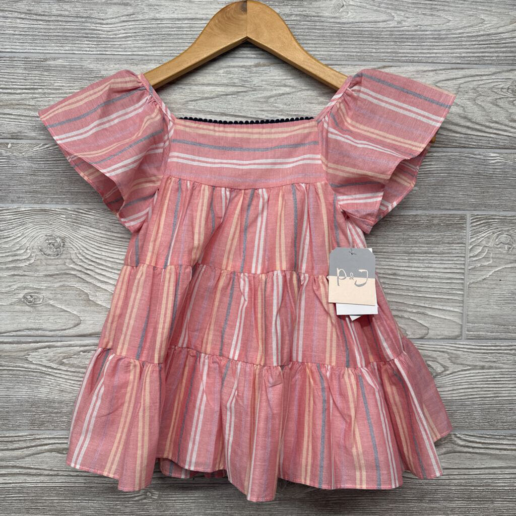 NEW Twill Flutter Sleeve Dress Stripes