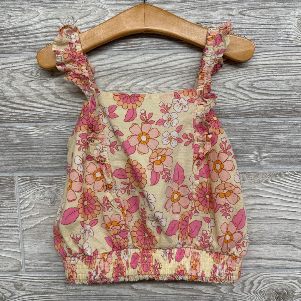 Tank Top Smocked Band Flowers