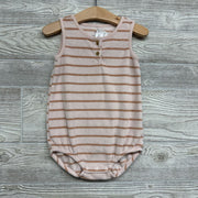 Henley Terry Shorty Romper Stripes