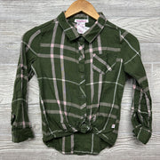 Button Up Plaid Shirt Front Tie