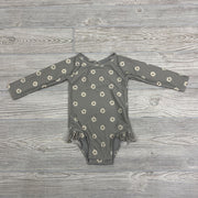 LS Swimsuit Flowers Ruffle Trim *