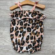 NEW Tank Bubble Romper & Headwrap Animal Print Pom Trim