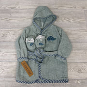 NEW Bath Robe & Booties Embroidered Turtles