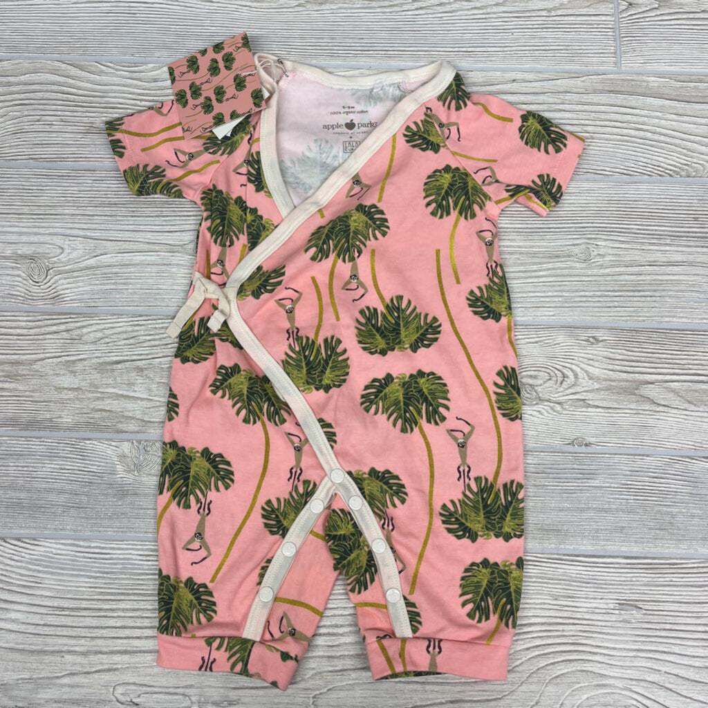 NEW Organic Side Tie Jumpsuit Monkeys Leaves