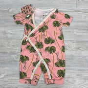 NEW Organic Side Tie Jumpsuit Monkeys Leaves