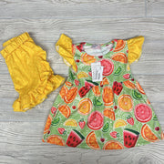 NEW 2 Pc Tunic & Shorts Ruffles Fruits