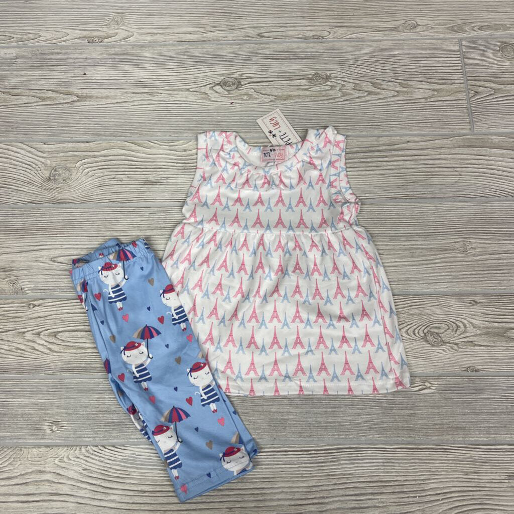 NEW 2 Pc Tunic & Shorts Eiffel Towers Hearts