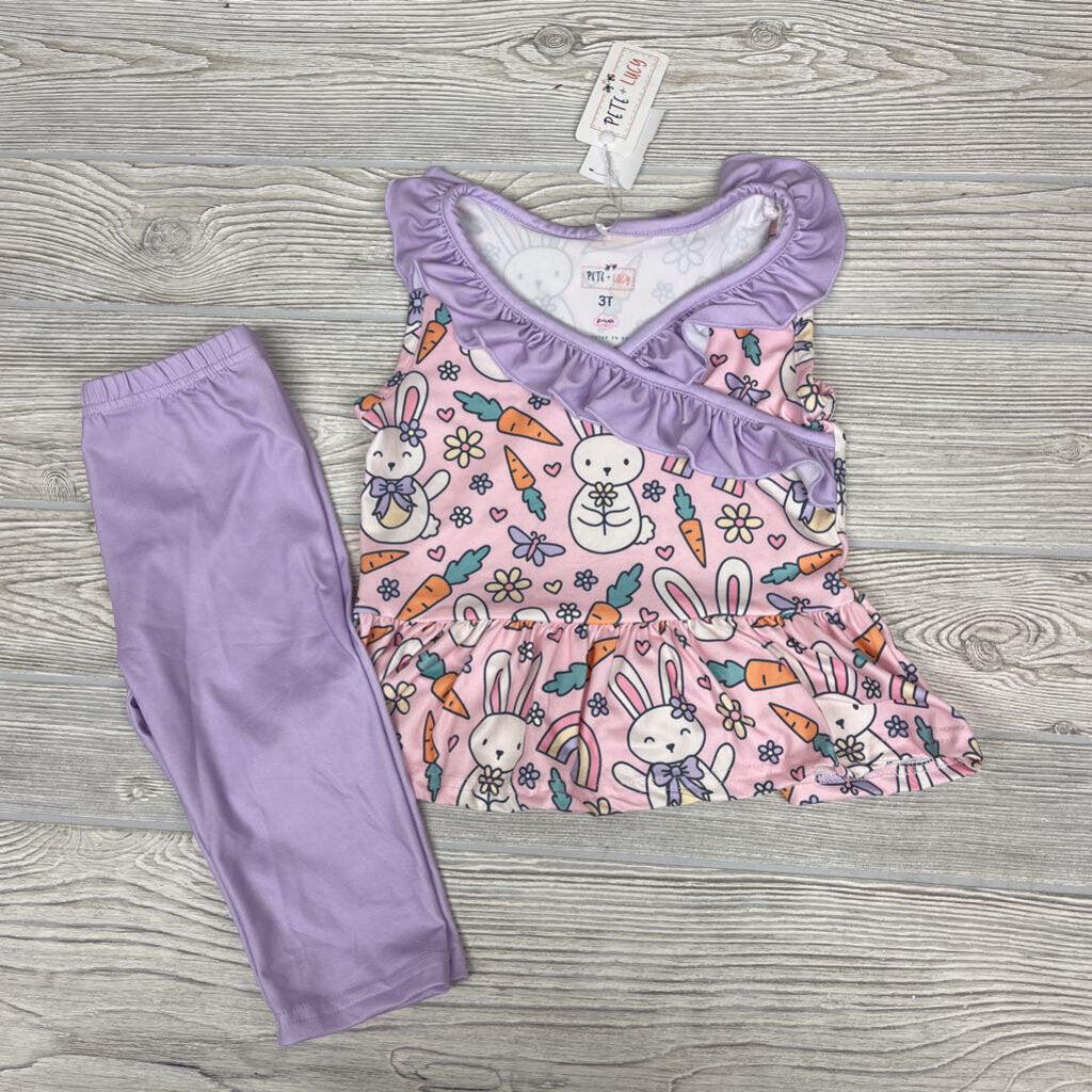 NEW 2 Pc Tunic & Leggings Bunnies Hearts Carrots