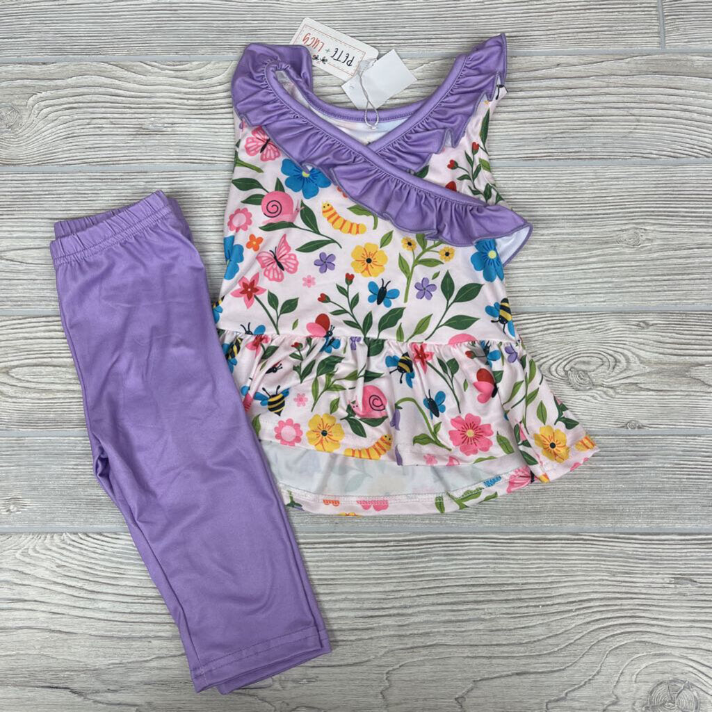 NEW 2 Pc Tunic & Leggings Butterflies Caterpillars Flowers