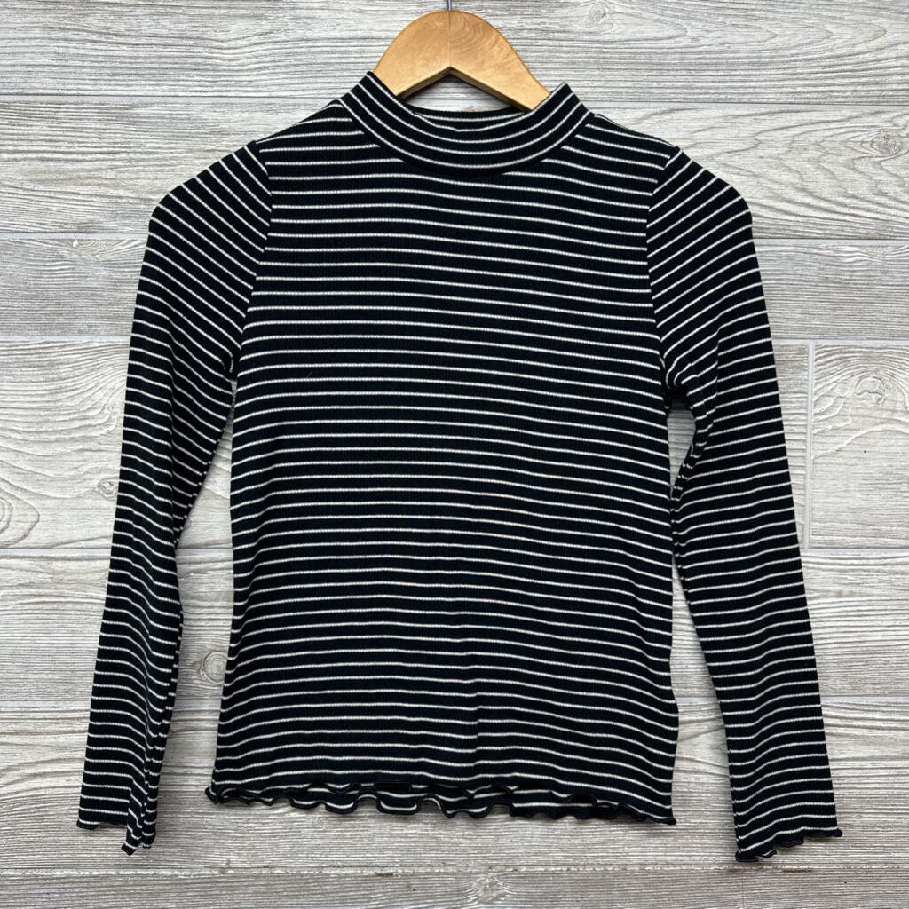 NEW Mock Neck Ribbed Shirt Stripes