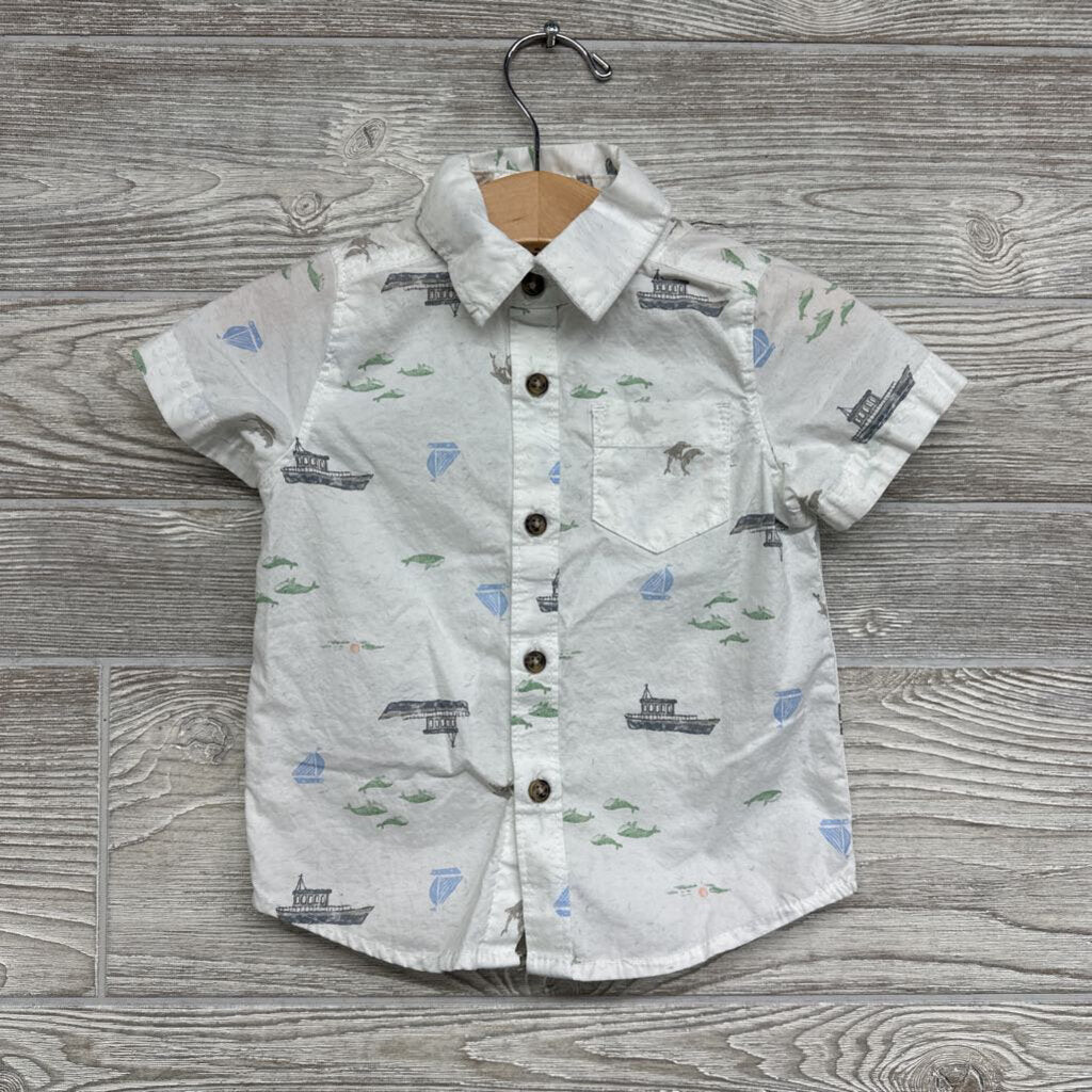 2 Pc Button Up Shirt & Drawstring Shorts Stripes Ships