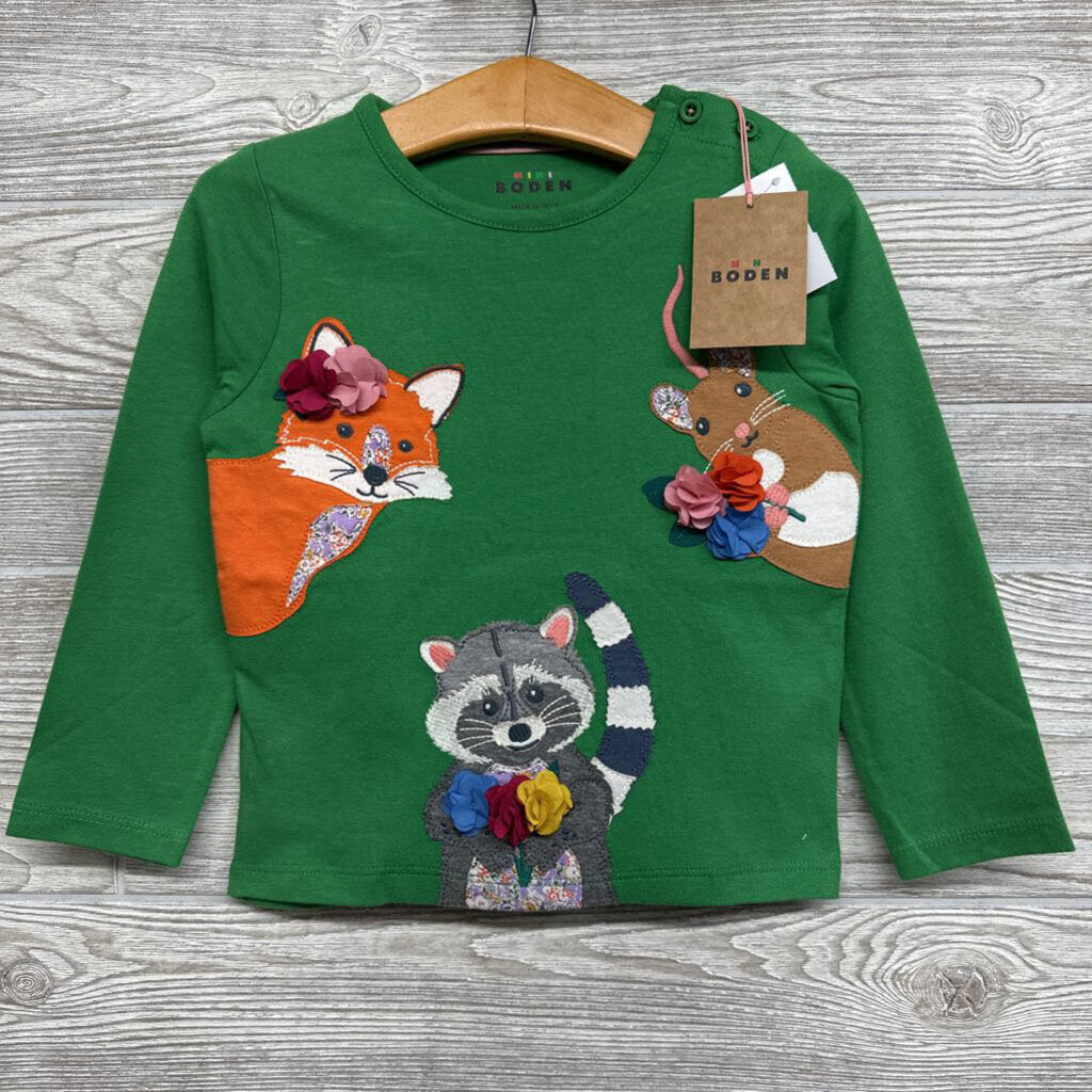 NEW LS Shirt Mouse & Fox W/ Flowers