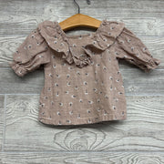 Ls Shirt Flowers Ruffle Neck