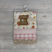 NEW 4 Pk Receiving Blankets Pumpkins Solid Gingham Flowers