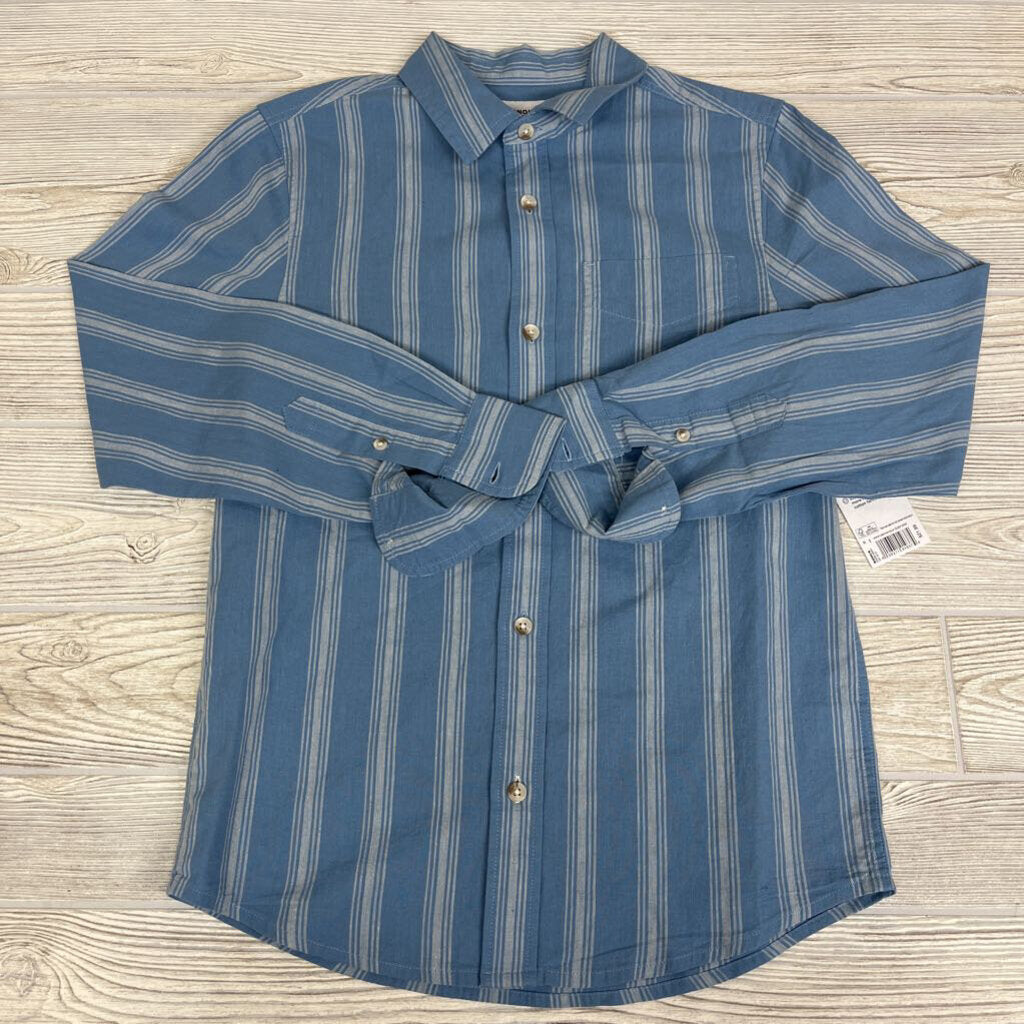 NEW LS Button Up Shirt Stripes Chest Pocket