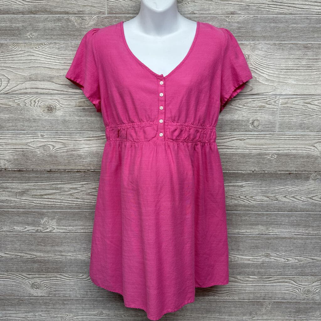 1/4 Button Woven Dress Double Cinched