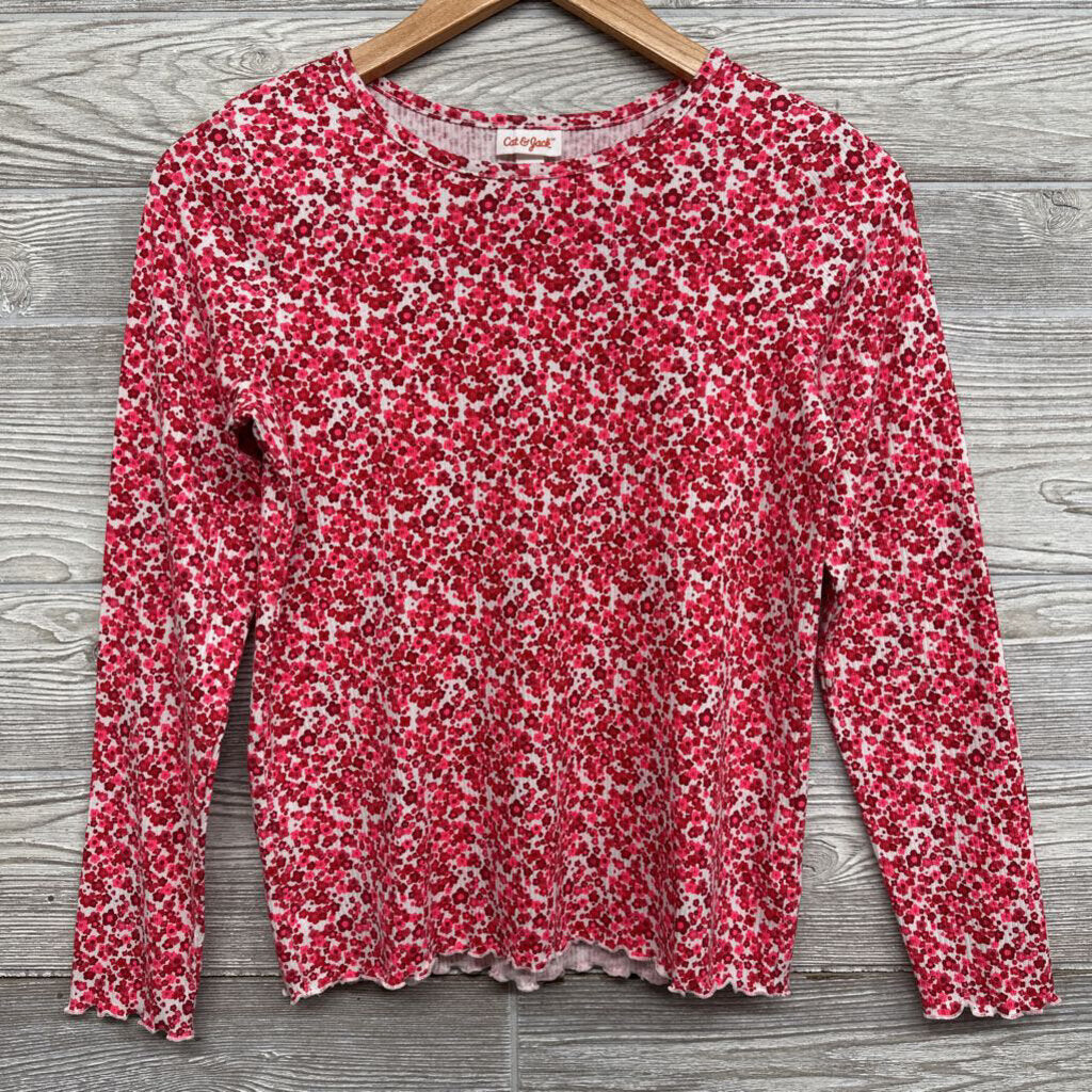 Ls Shirt Ribbed Flowers Lettuce Trim