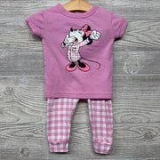 2 Pc PJs Minnie Mouse Yawning Gingham