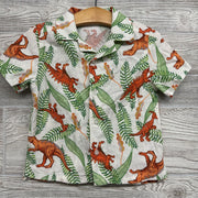 Button Up Shirt Dinosaurs Leaves