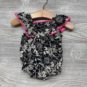 Tank Romper Pom Pom Trim Flowers