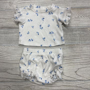 2 Pc Ribbed Shirt & Bubble Shorts Flowers