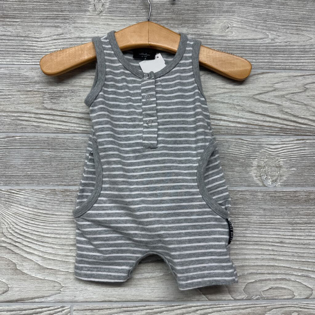 Kangaroo Pocket Shorty Romper Stripes