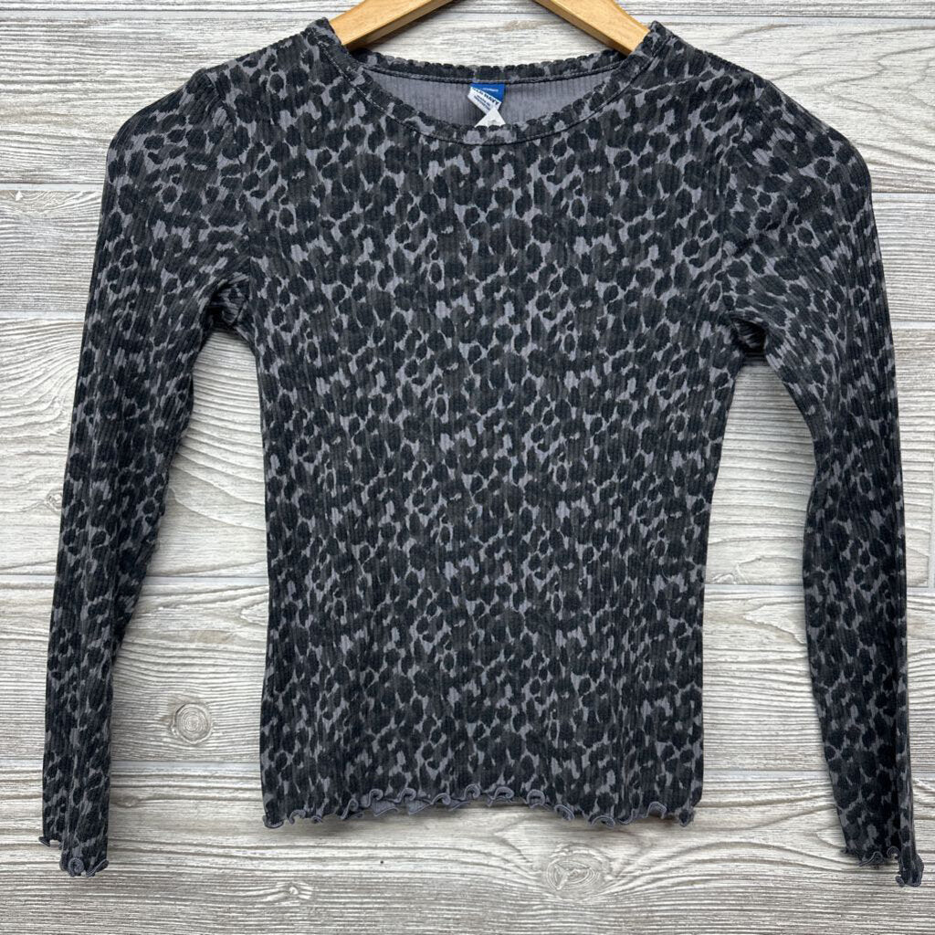 Ribbed Lettuce Trim Shirt Animal Print