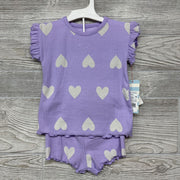 NEW Ribbed Shirt & Shorts Hearts Lettuce Trim