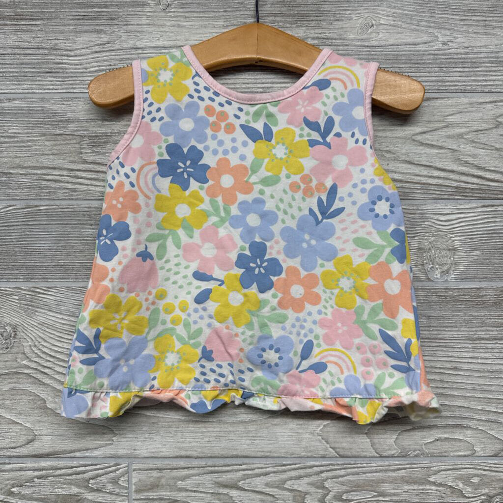 Open Back Tank Top & Bloomers Flowers