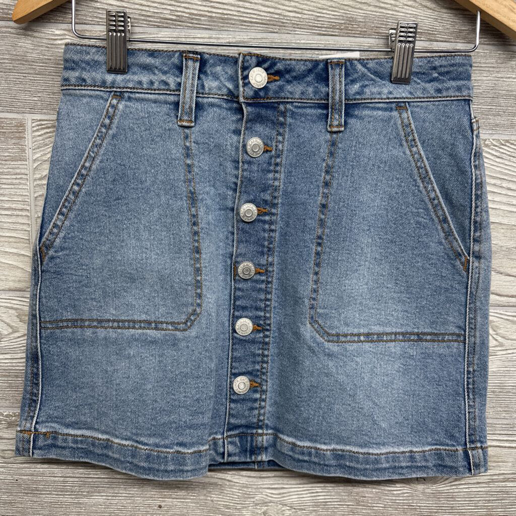 Button Front Denim Skirt