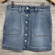 Button Front Denim Skirt