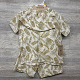 NEW Button Up Shirt & Shorts W/ Bucket Hat Leaves