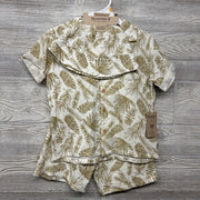 NEW Button Up Shirt & Shorts W/ Bucket Hat Leaves
