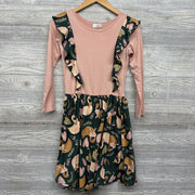 Ls Dress Ruffles Swans Leaves