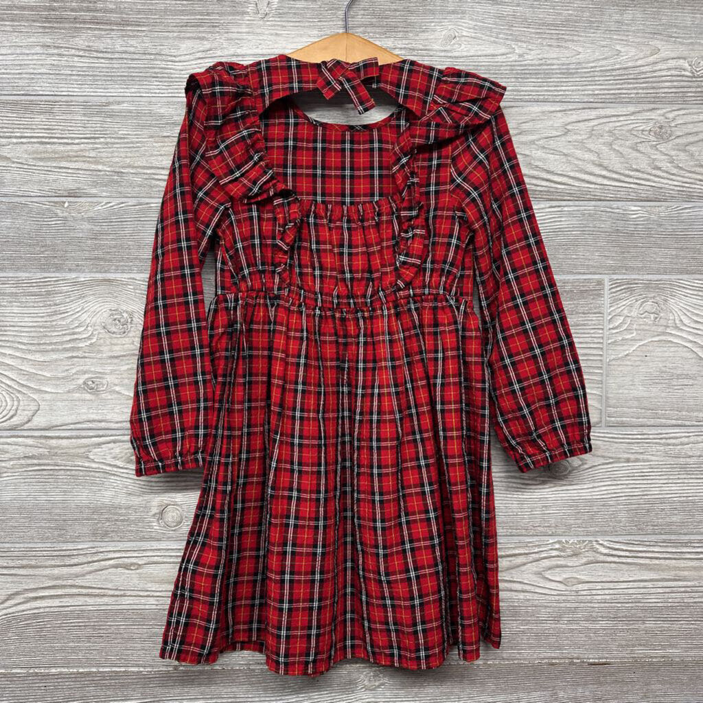Plaid Flutter Sleeve Dress
