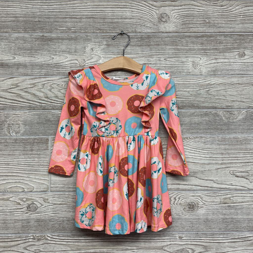 NEW LS Twirl Dress Donuts Trees