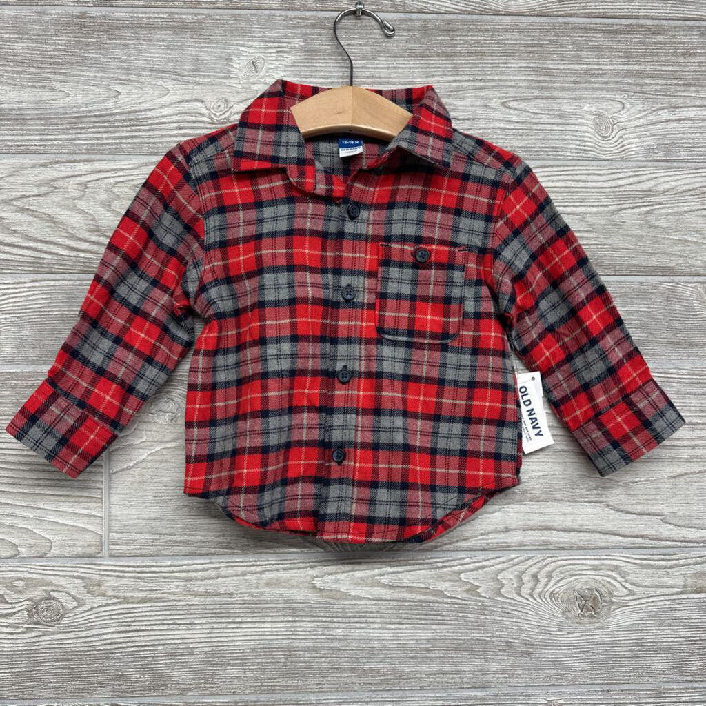 NEW LS Button Up Shirt Chest Pocket Plaid
