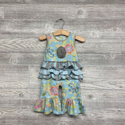 Sleeveless Outfit Flowers, Stripes Ruffles