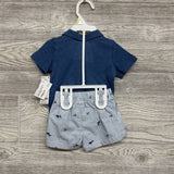 NEW 2 Pc Shirt & Shorts Stripes Whales