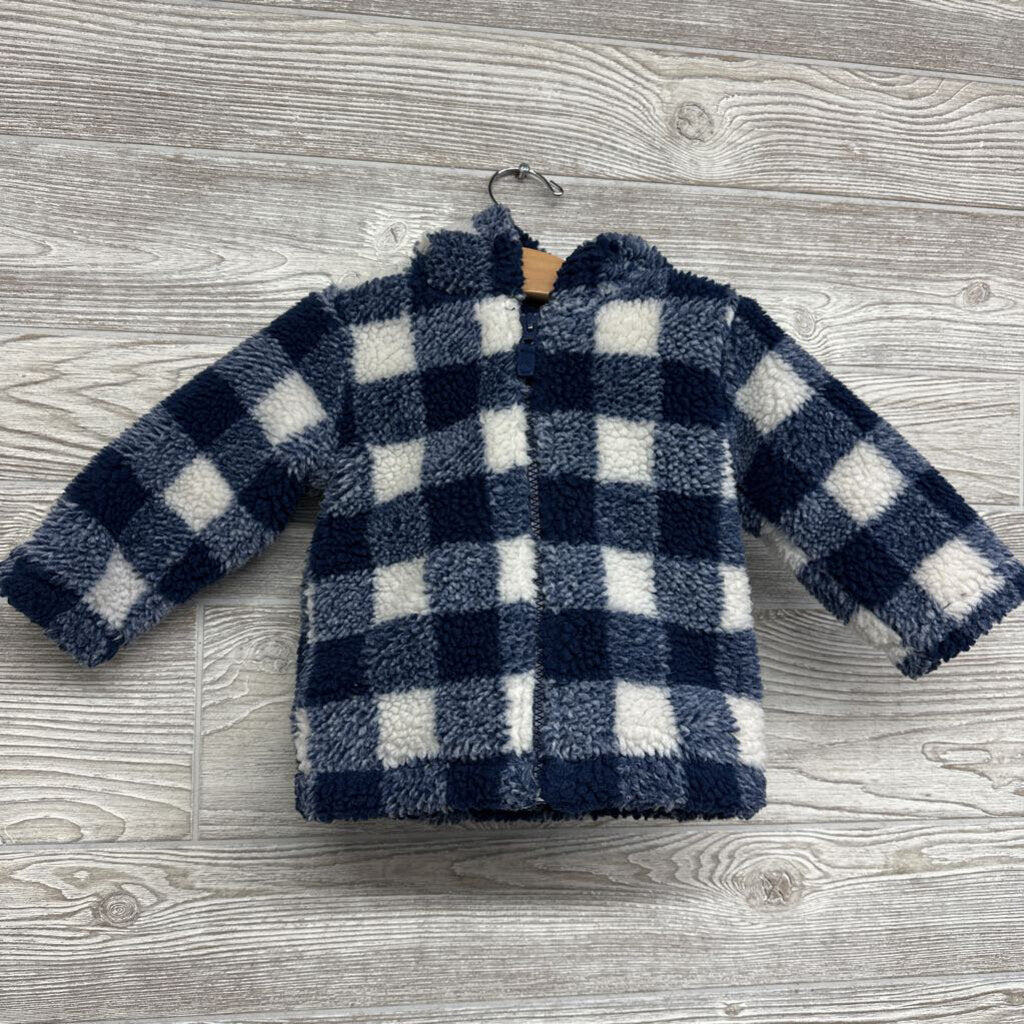Gingham Sherpa Jacket W/ Hood