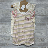 NEW 2 Pk Button Up Rompers Stripes Flowers