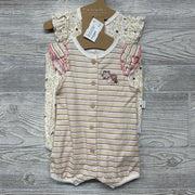NEW 2 Pk Button Up Rompers Stripes Flowers