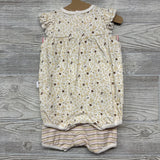 NEW 2 Pk Button Up Rompers Stripes Flowers