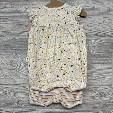 NEW 2 Pk Button Up Rompers Stripes Flowers